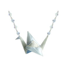 Oragami Peace Crane crystal necklace