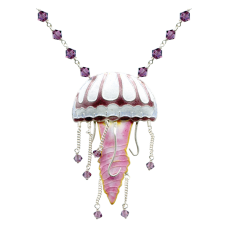 Jellyfish Purple Striped crystal necklace