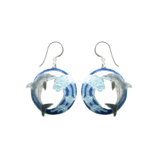 Hokusai Dolphin Earrings