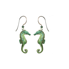 Seahorse Green earrings