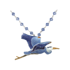 Great Blue Heron crystal necklace