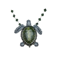 Olive Ridley Sea Turtle crystal necklace 