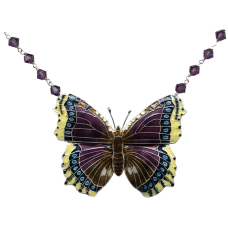 Mourning Cloak Butterfly crystal necklace