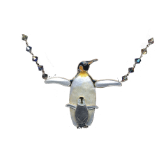Emperor Penguin & Chick crystal necklace