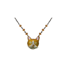 Cat Brown/White Kitten Face small necklace