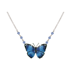 Blue Morpho Butterfly small necklace 