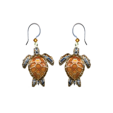 Green Sea Turtle (top view) earrings 